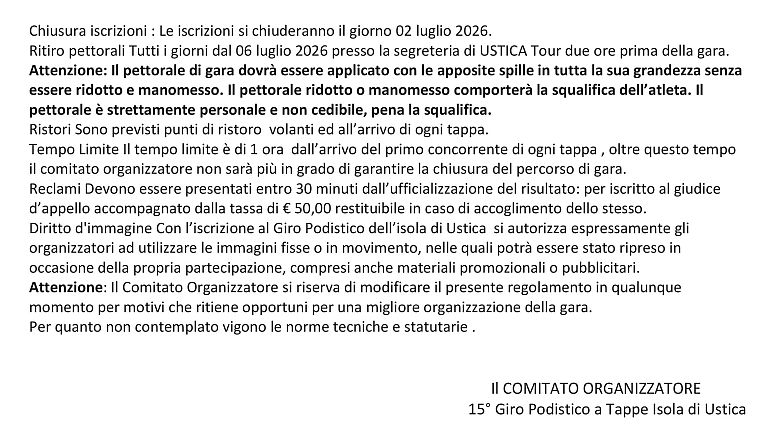 15° Giro Podistico dell'Isola di Ustica - 4° Tappa
